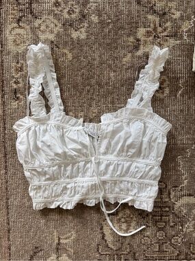 Zara White Ruffle Crop Top